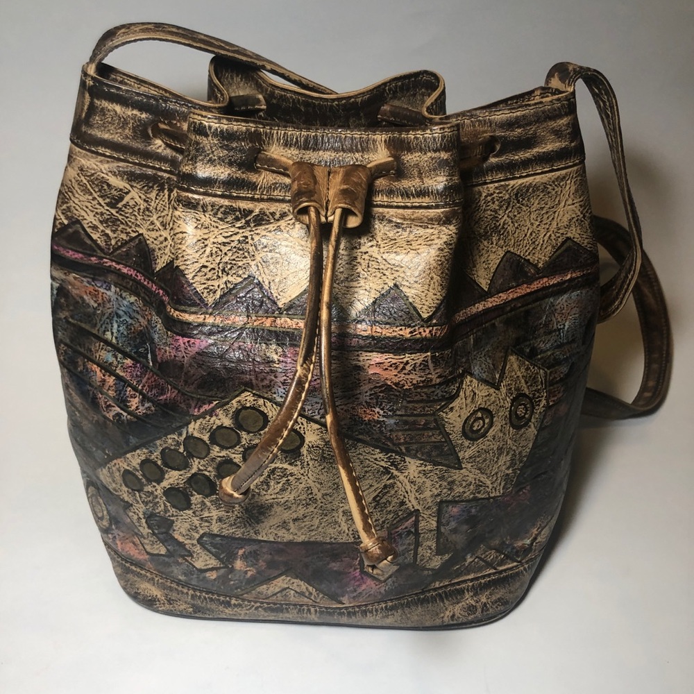 Jane Yoo Vintage Bucket Style Wearable Art Purse